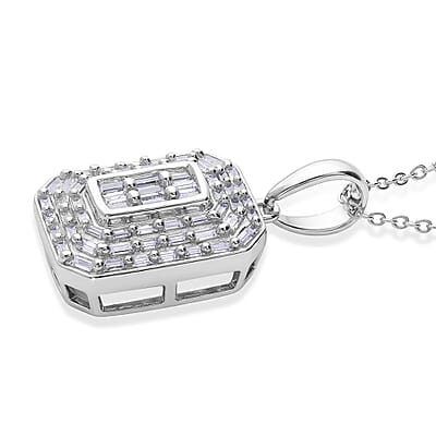 D'Joy Diamond 0.50 ctw Cluster Halo Pendant Necklace in Rhodium Over Sterling Silver (20 Inches)