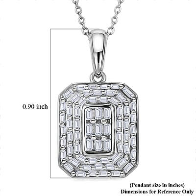 D'Joy Diamond 0.50 ctw Cluster Halo Pendant Necklace in Rhodium Over Sterling Silver (20 Inches)