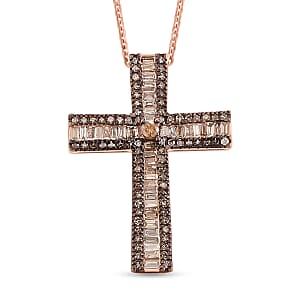 D'Joy Natural Champagne Diamond 0.70 ctw Pendant Necklace in 18K Vermeil Rose Gold Over Sterling Silver 20 Inches 