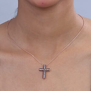 D'Joy Natural Champagne Diamond 0.70 ctw Pendant Necklace in 18K Vermeil Rose Gold Over Sterling Silver 20 Inches 