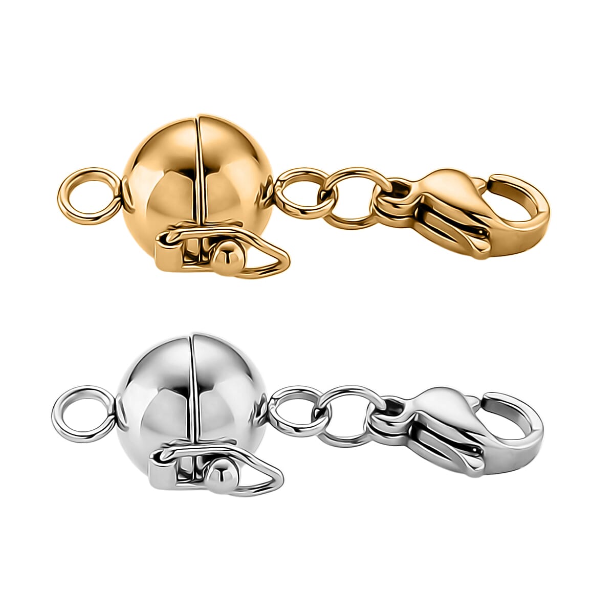 8mm Secure Latch Magnetic Lock with 9mm Lobster Clasp in ION Plated YG and Stainless Steel