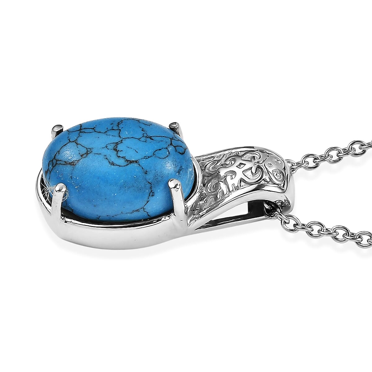 EverTrue Blue Howlite 6.30 ctw Pendant Necklace in Stainless Steel 20 Inches
