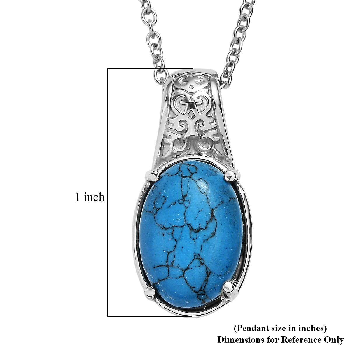 EverTrue Blue Howlite 6.30 ctw Pendant Necklace in Stainless Steel 20 Inches  image number 5