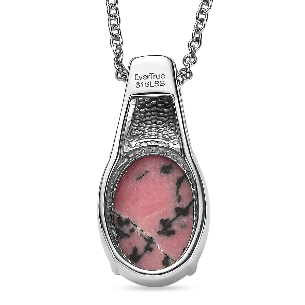 EverTrue Rhodonite 9.15 ctw Pendant Necklace in Stainless Steel 20 Inches  image number 4
