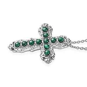 EverTrue African Malachite 2.25 ctw Pendant Necklace in Stainless Steel 20 Inches 