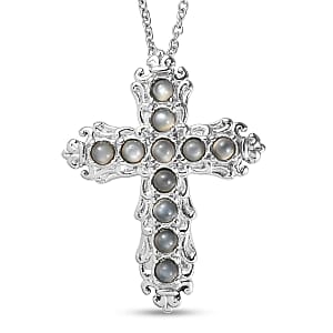 EverTrue Titanium Moonstone 1.40 ctw Pendant Necklace in Stainless Steel 20 Inches 