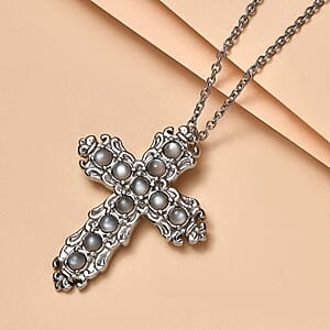 EverTrue Titanium Moonstone 1.40 ctw Pendant Necklace in Stainless Steel 20 Inches 