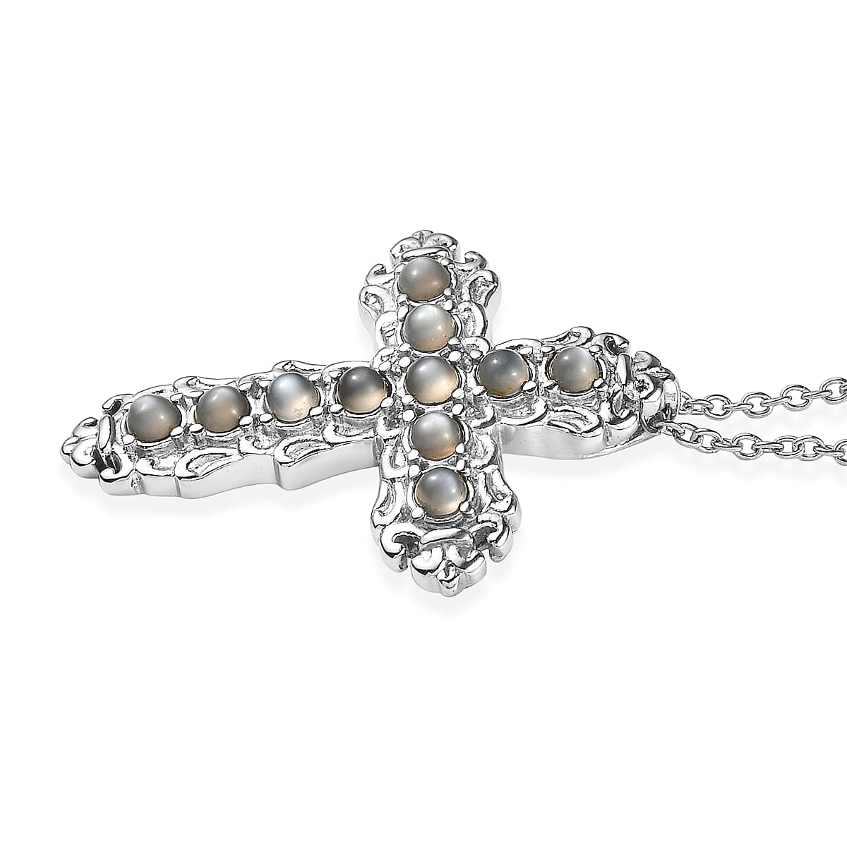 EverTrue Titanium Moonstone 1.40 ctw Pendant Necklace in Stainless Steel 20 Inches  image number 3