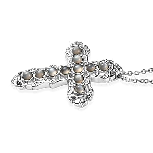 EverTrue Titanium Moonstone 1.40 ctw Pendant Necklace in Stainless Steel 20 Inches 