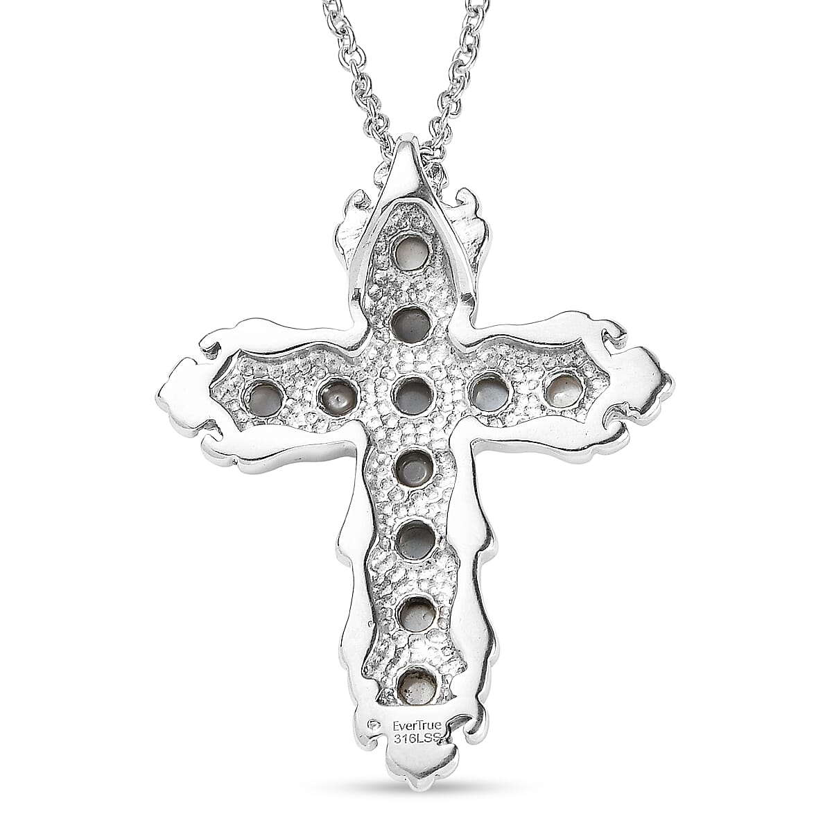 EverTrue Titanium Moonstone 1.40 ctw Pendant Necklace in Stainless Steel 20 Inches