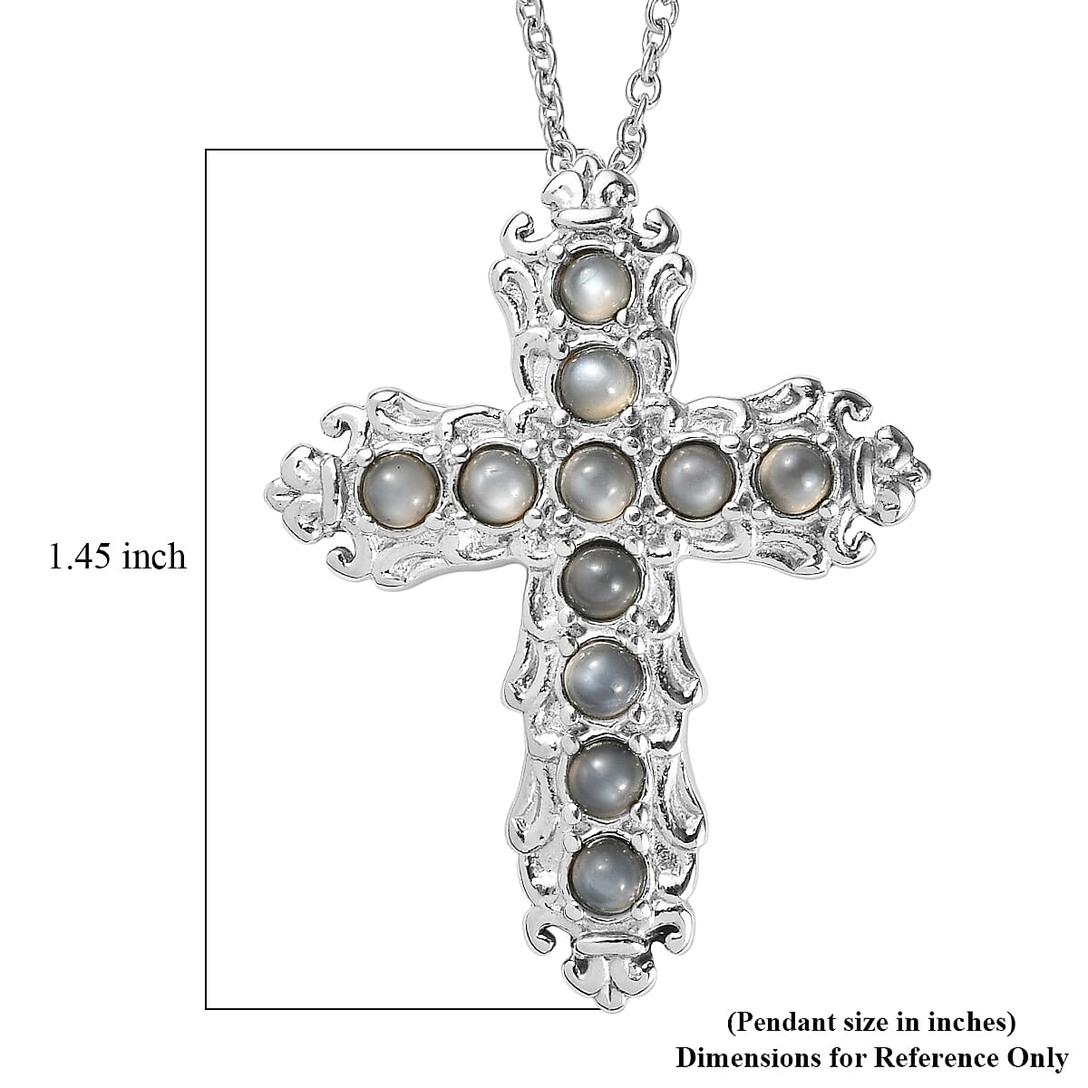 EverTrue Titanium Moonstone 1.40 ctw Pendant Necklace in Stainless Steel 20 Inches