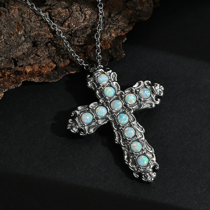EverTrue Synthetic Milky Opal 0.60 ctw Pendant Necklace