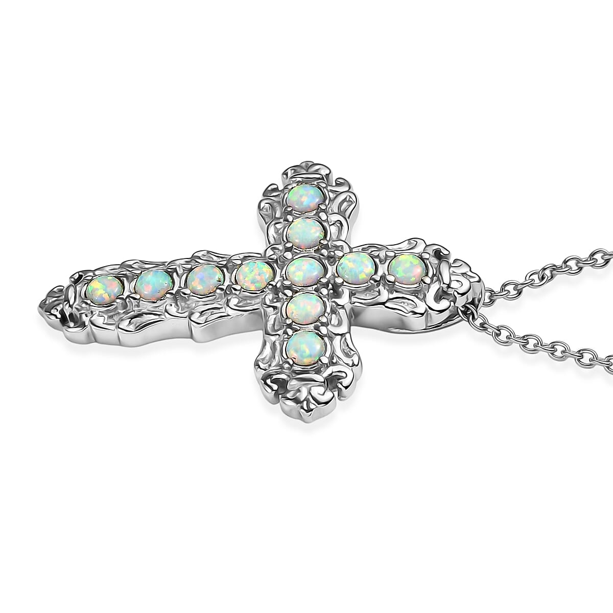 EverTrue Synthetic Milky Opal 0.60 ctw Pendant Necklace
