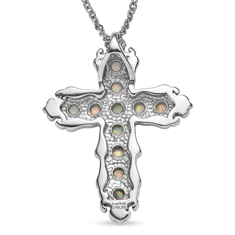 EverTrue Synthetic Milky Opal 0.60 ctw Pendant Necklace