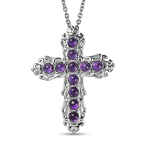 EverTrue African Amethyst 1.60 ctw Pendant Necklace in Stainless Steel 20 Inches 