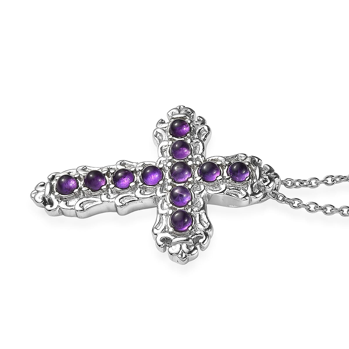 EverTrue African Amethyst 1.60 ctw Pendant Necklace in Stainless Steel 20 Inches  image number 3
