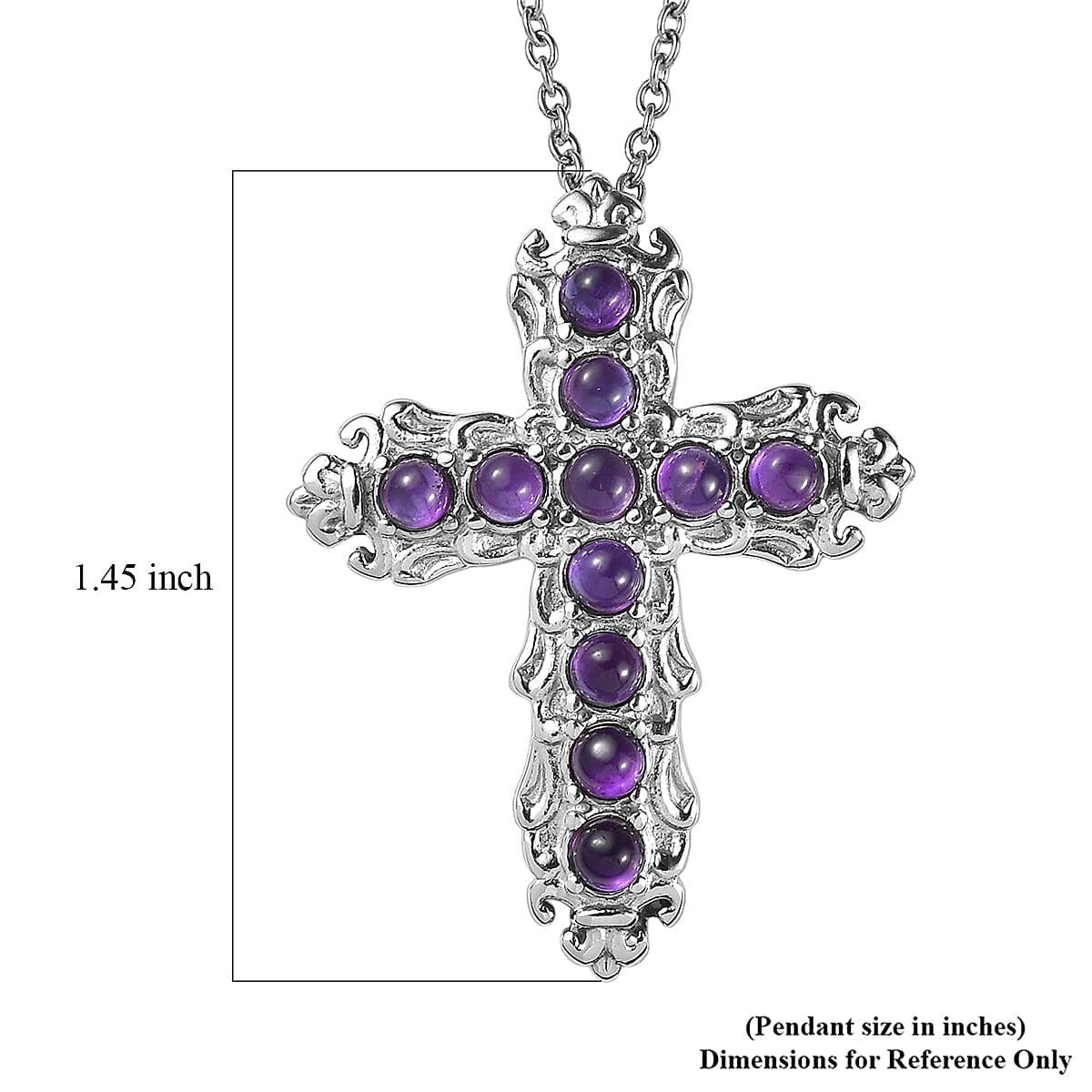 EverTrue African Amethyst 1.60 ctw Pendant Necklace in Stainless Steel 20 Inches