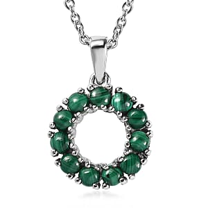 EverTrue African Malachite 2.25 ctw Pendant Necklace in Stainless Steel 20 Inches 