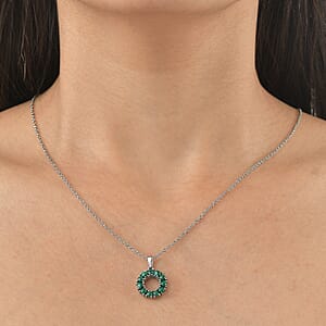 EverTrue African Malachite 2.25 ctw Pendant Necklace in Stainless Steel 20 Inches 