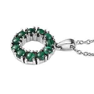 EverTrue African Malachite 2.25 ctw Pendant Necklace in Stainless Steel 20 Inches 