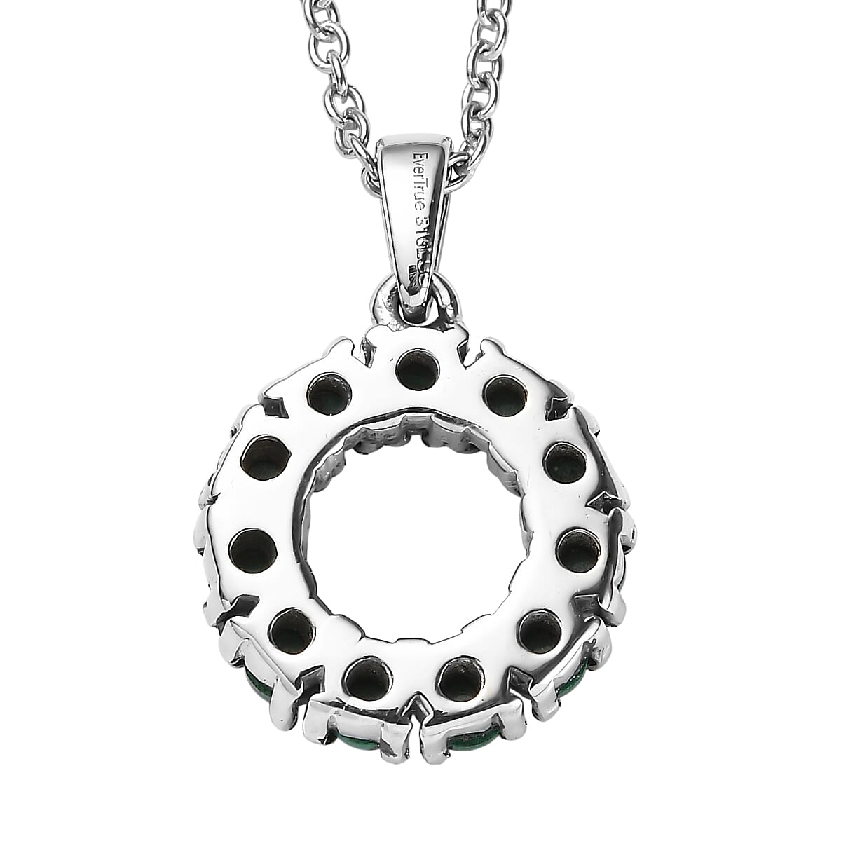 EverTrue African Malachite 2.25 ctw Pendant Necklace in Stainless Steel 20 Inches  image number 4