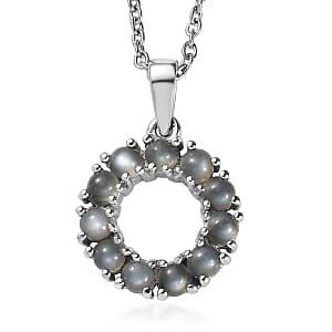 EverTrue Titanium Moonstone 1.50 ctw Pendant Necklace in Stainless Steel 20 Inches 