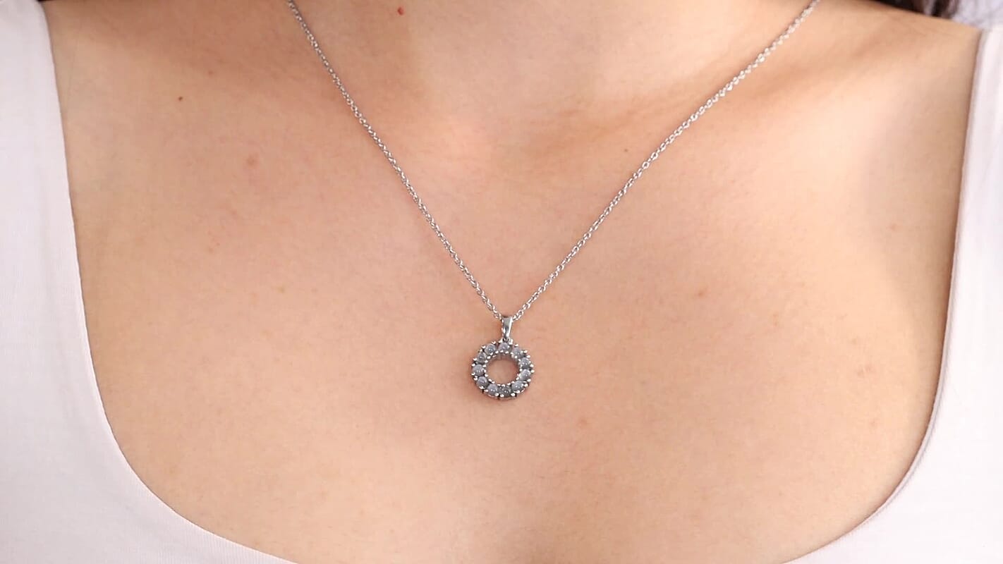 EverTrue Titanium Moonstone 1.50 ctw Pendant Necklace in Stainless Steel 20 Inches