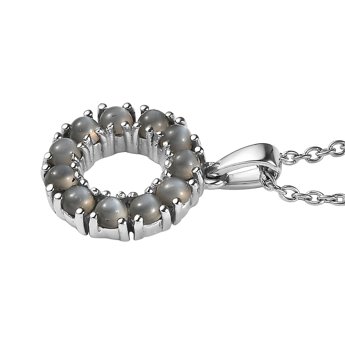 EverTrue Titanium Moonstone 1.50 ctw Pendant Necklace in Stainless Steel 20 Inches  image number 3