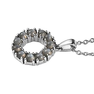 EverTrue Titanium Moonstone 1.50 ctw Pendant Necklace in Stainless Steel 20 Inches 