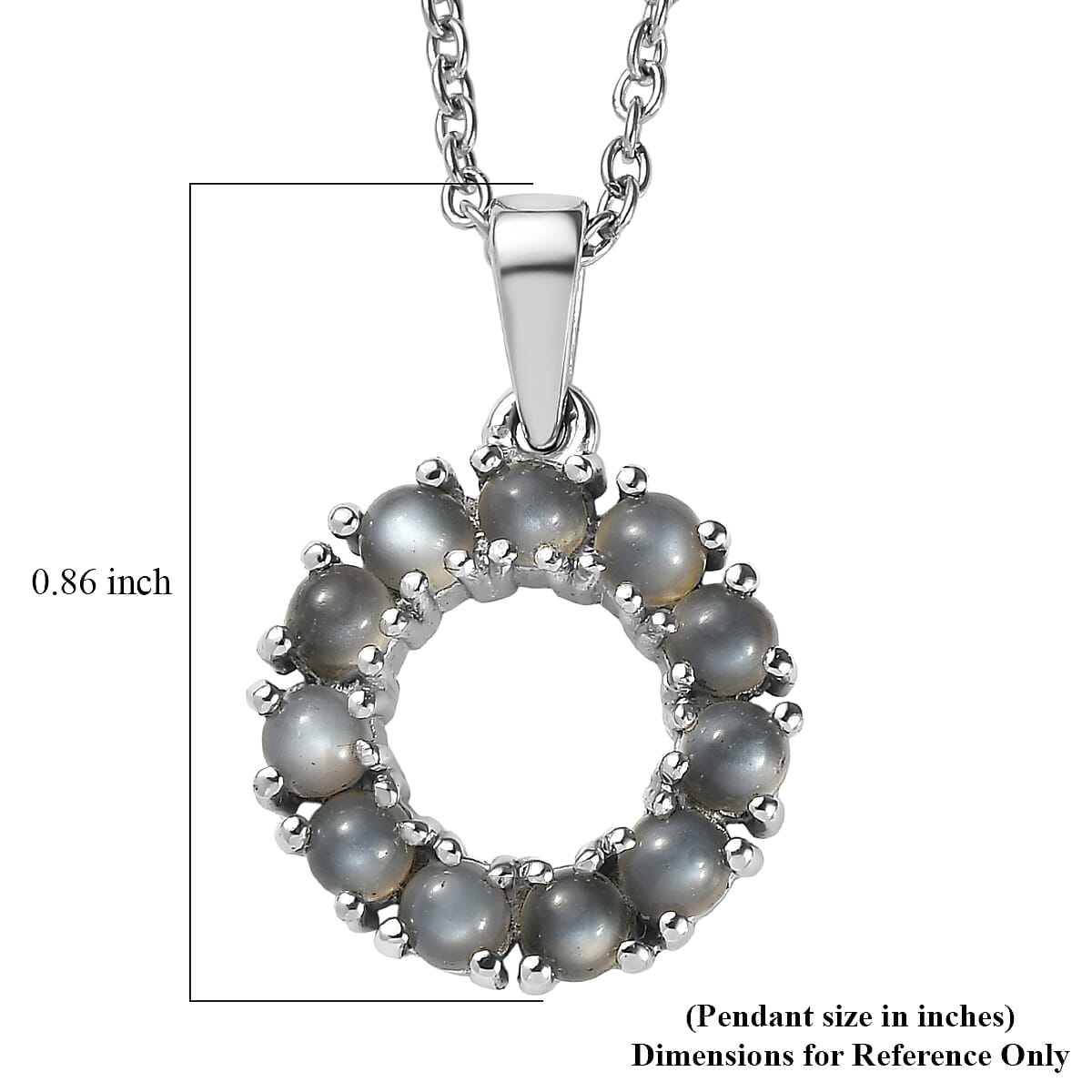 EverTrue Titanium Moonstone 1.50 ctw Pendant Necklace in Stainless Steel 20 Inches 