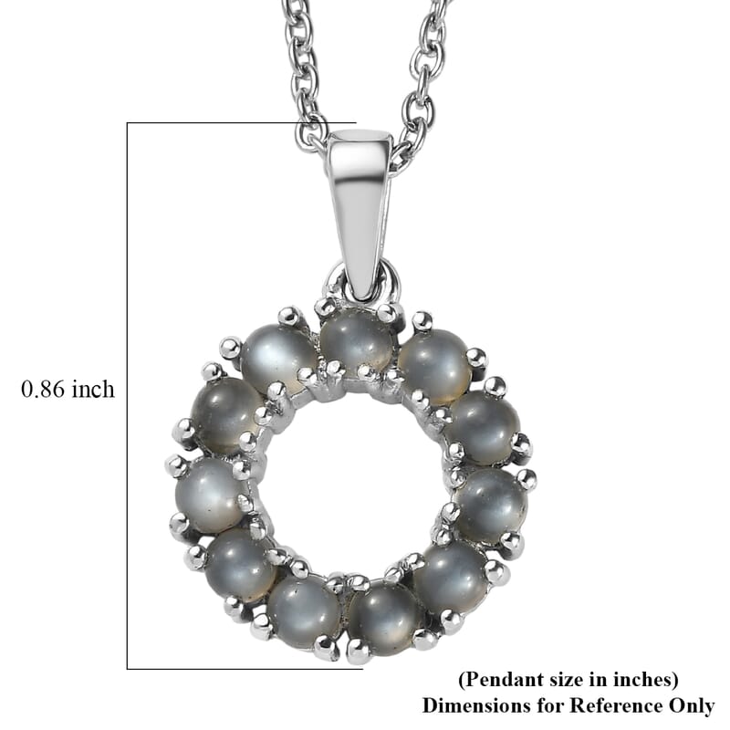 EverTrue Titanium Moonstone 1.50 ctw Pendant Necklace in Stainless Steel 20 Inches 