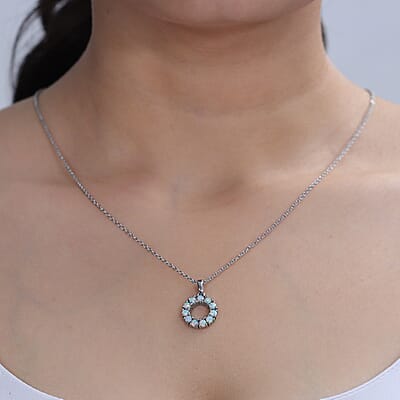 EverTrue Synthetic Milky Opal Pendant Necklace in Stainless Steel 20 Inches