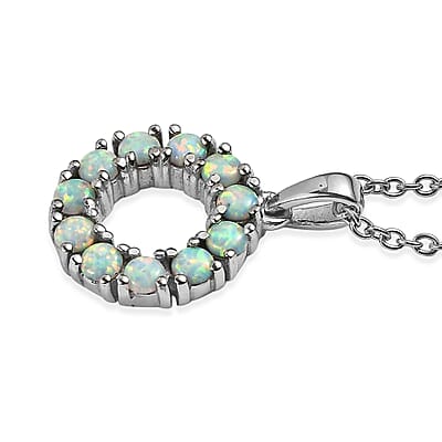 EverTrue Synthetic Milky Opal Pendant Necklace in Stainless Steel 20 Inches