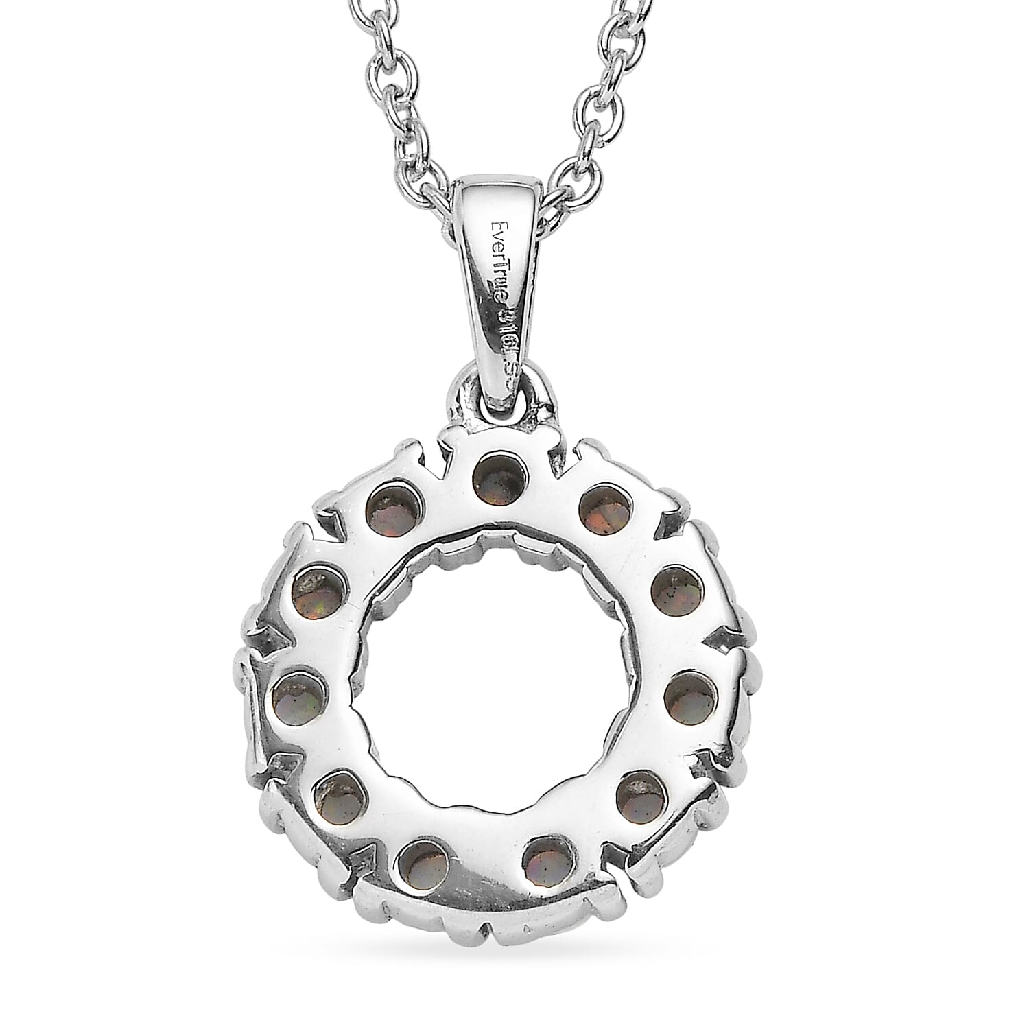 EverTrue Synthetic Milky Opal Pendant Necklace in Stainless Steel 20 Inches