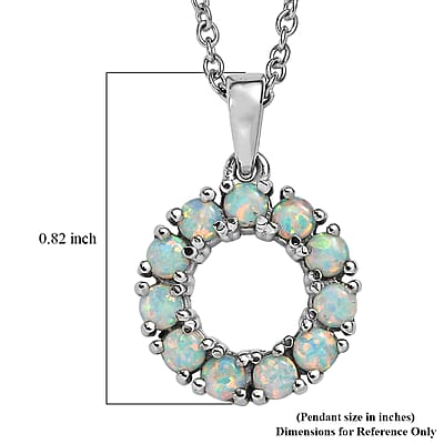 EverTrue Synthetic Milky Opal Pendant Necklace in Stainless Steel 20 Inches