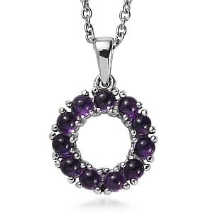 EverTrue African Amethyst 1.60 ctw Pendant Necklace in Stainless Steel 20 Inches 