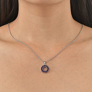 EverTrue African Amethyst 1.60 ctw Pendant Necklace in Stainless Steel 20 Inches 
