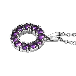EverTrue African Amethyst 1.60 ctw Pendant Necklace in Stainless Steel 20 Inches 