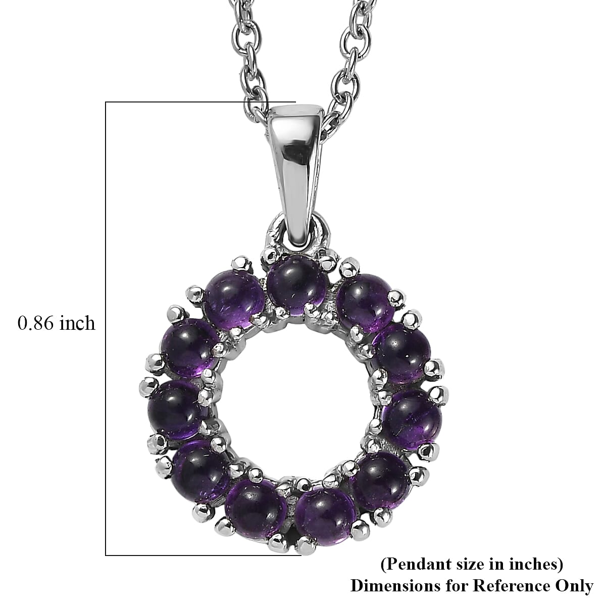 EverTrue African Amethyst 1.60 ctw Halo Pendant Necklace in Stainless Steel 20 Inches