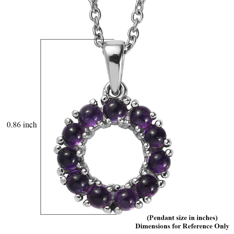 EverTrue African Amethyst 1.60 ctw Halo Pendant Necklace in Stainless Steel 20 Inches