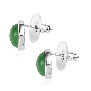 EverTrue Green Jade (D) 25.25 ctw Earrings, Ring (Size 7) and Pendant Necklace 20 Inches in Stainless Steel