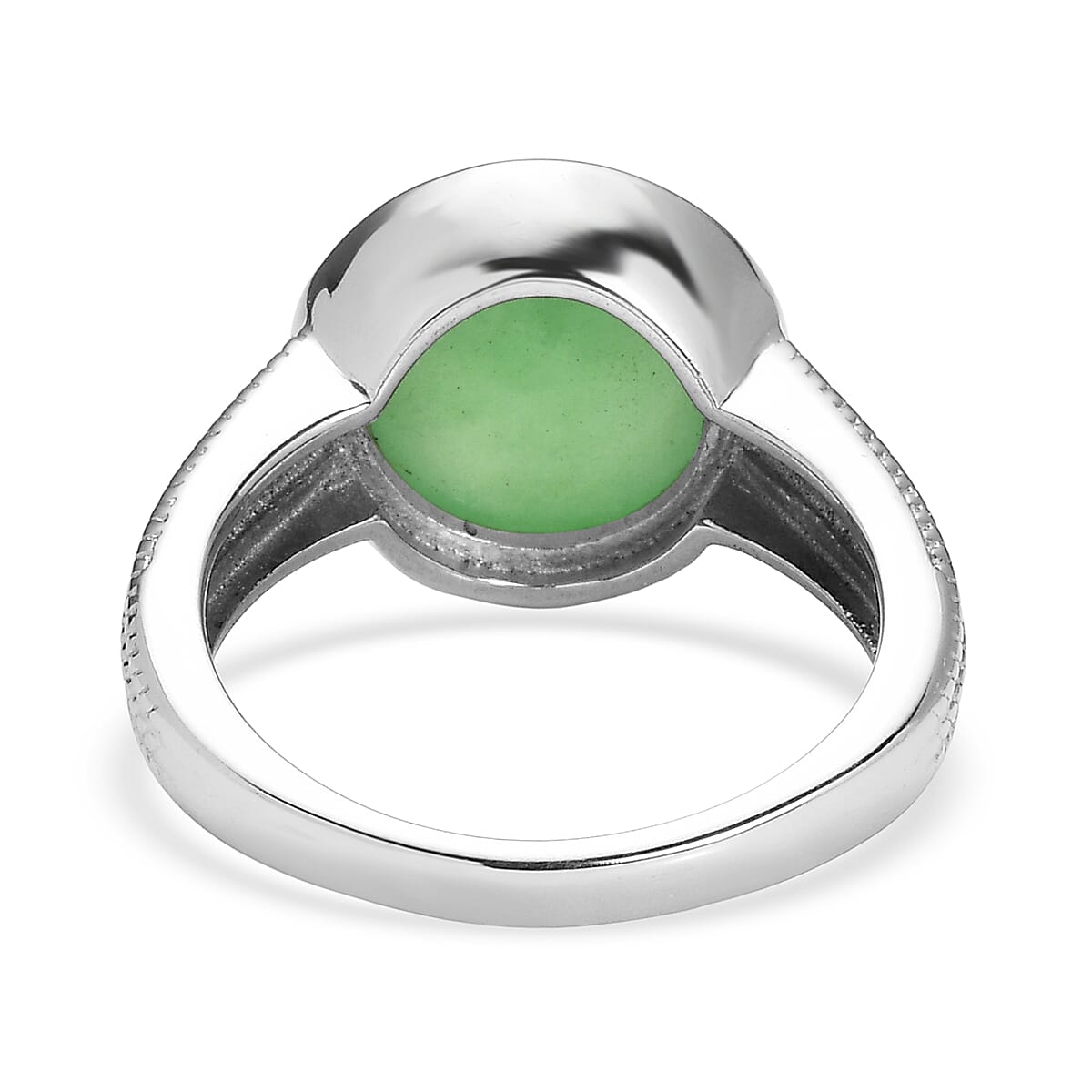 EverTrue Green Jade (D) 25.25 ctw Earrings, Ring (Size 7) and Pendant Necklace 20 Inches in Stainless Steel