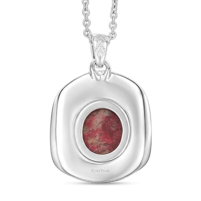 EverTrue Premium Norwegian Thulite 6.20 ctw Pendant Platinum Bond with Stainless Steel Necklace 20 Inches