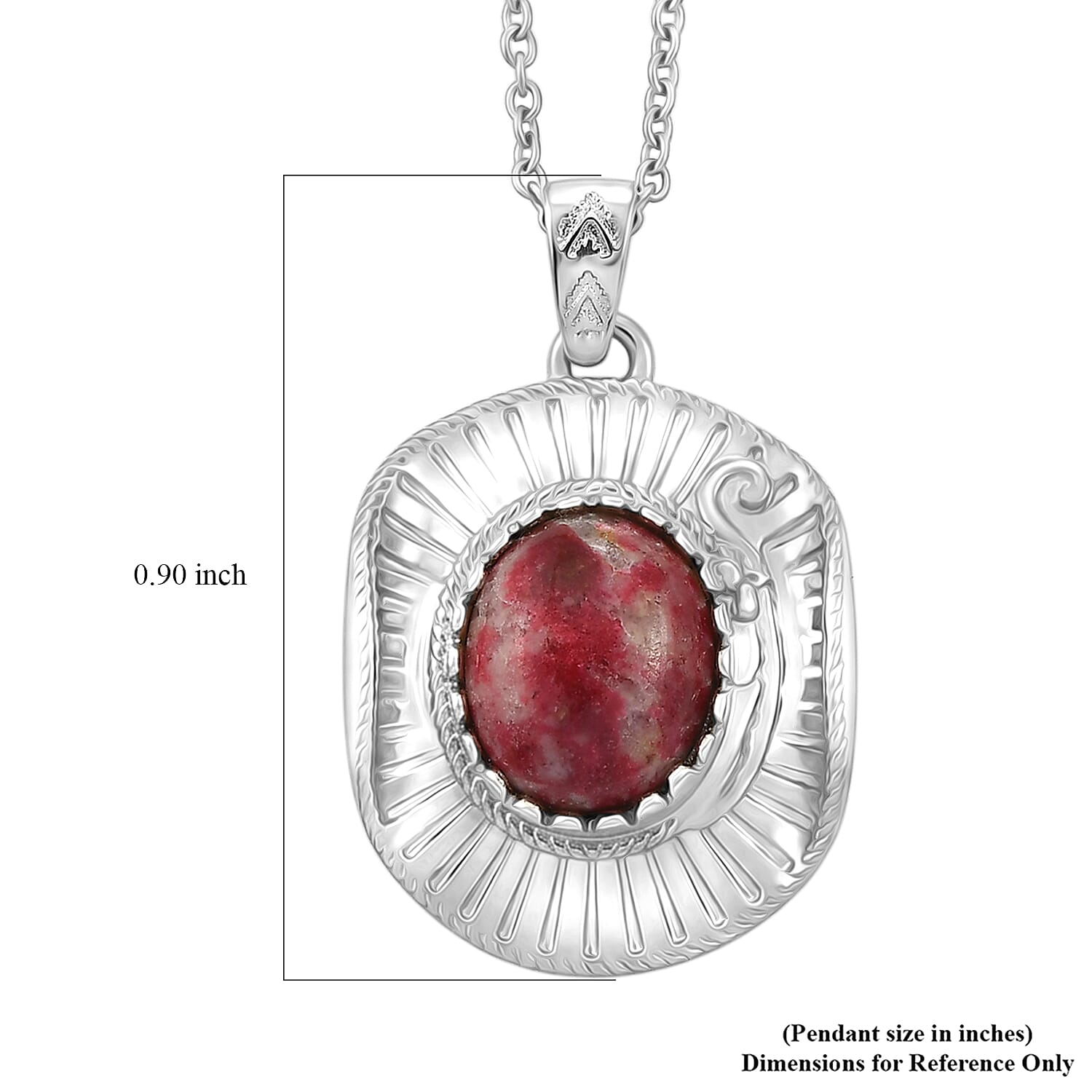 EverTrue Premium Norwegian Thulite 6.20 ctw Pendant Platinum Bond with Stainless Steel Necklace 20 Inches