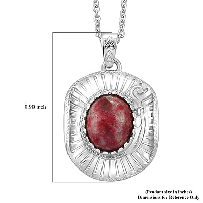 EverTrue Premium Norwegian Thulite 6.20 ctw Pendant Platinum Bond with Stainless Steel Necklace 20 Inches