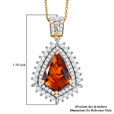 D'Joy AAA Santa Ana Madeira Citrine and Moissanite 5.00 ctw Sunburst Pendant Necklace (20 Inces) in 18K Vermeil Yellow Gold Over Sterling Silver