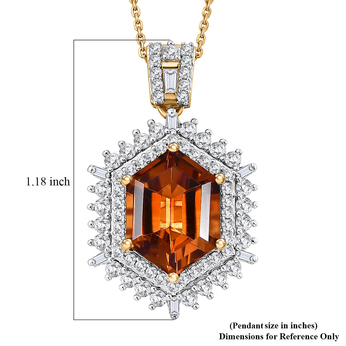 D'Joy AAA Santa Ana Madeira Citrine and Moissanite 5.50 ctw Sunburst Pendant Necklace in 18K Vermeil Yellow Gold Over Sterling Silver 20 Inches