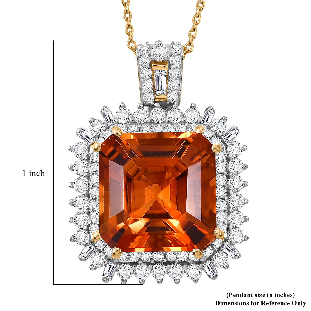 D'Joy AAA Santa Ana Madeira Citrine and Moissanite 5.50 ctw Sunburst Pendant Necklace in 18K Vermeil Yellow Gold Over Sterling Silver 20 Inches  image number 6