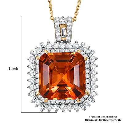 D'Joy AAA Santa Ana Madeira Citrine and Moissanite 5.50 ctw Sunburst Pendant Necklace in 18K Vermeil Yellow Gold Over Sterling Silver 20 Inches