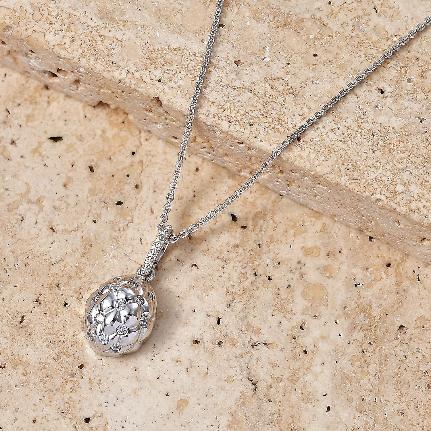 D'Joy Moissanite 0.15 ctw Pendant Necklace in Rhodium Over Sterling Silver 20 Inches